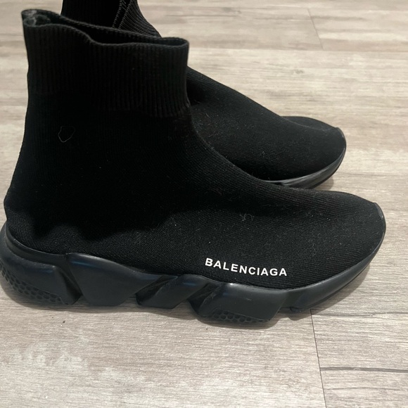 Balenciaga Black Knit High-Top Sneakers - Picture 2 of 6
